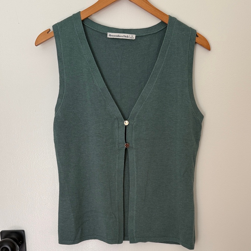 Abercrombie & Fitch Teal Sleeveless V-Neck Knit Top- New, Size S